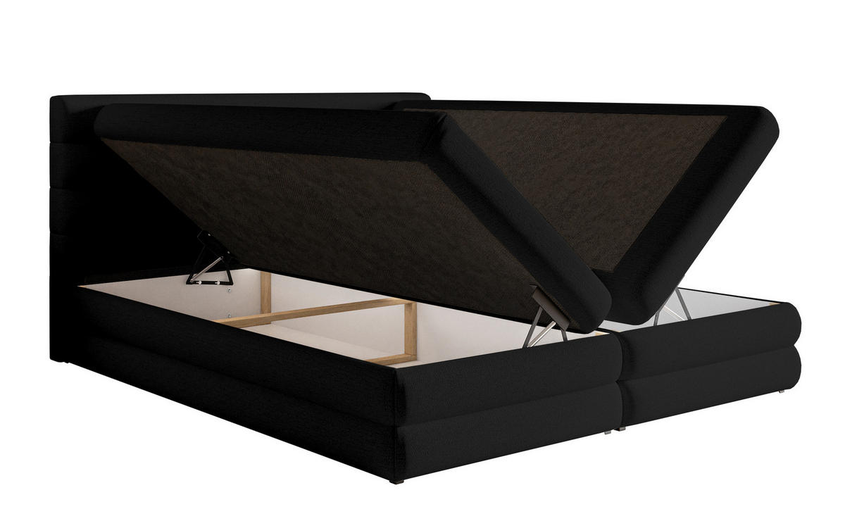 BOXBETT Alegre Schwarz Chenille 160/200 cm - Schwarz, Kunststoff/Textil (160/200cm) - Selsey