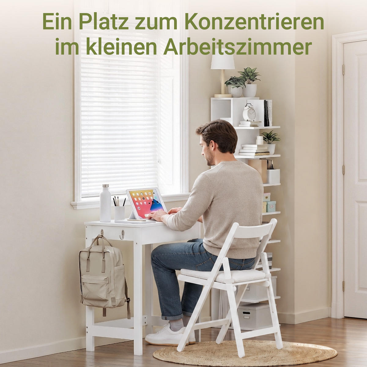 SCHREIBTISCH Weiß, 60 x 77 x 40 cm, mit Schublade und 2 Haken, bis 60 kg, für Homeoffice und Kinderzimmer - Weiß, Holzwerkstoff (40/60/77cm) - SoBuy