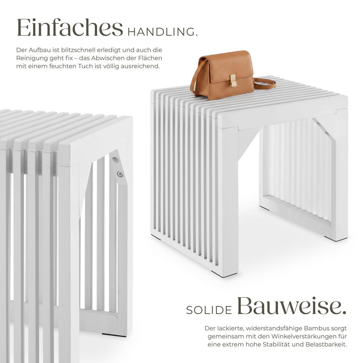 HOCKER Ribb, Belastbarkeit 350 kg, weiß - Weiß, Holz (45/43/35cm) - tectake
