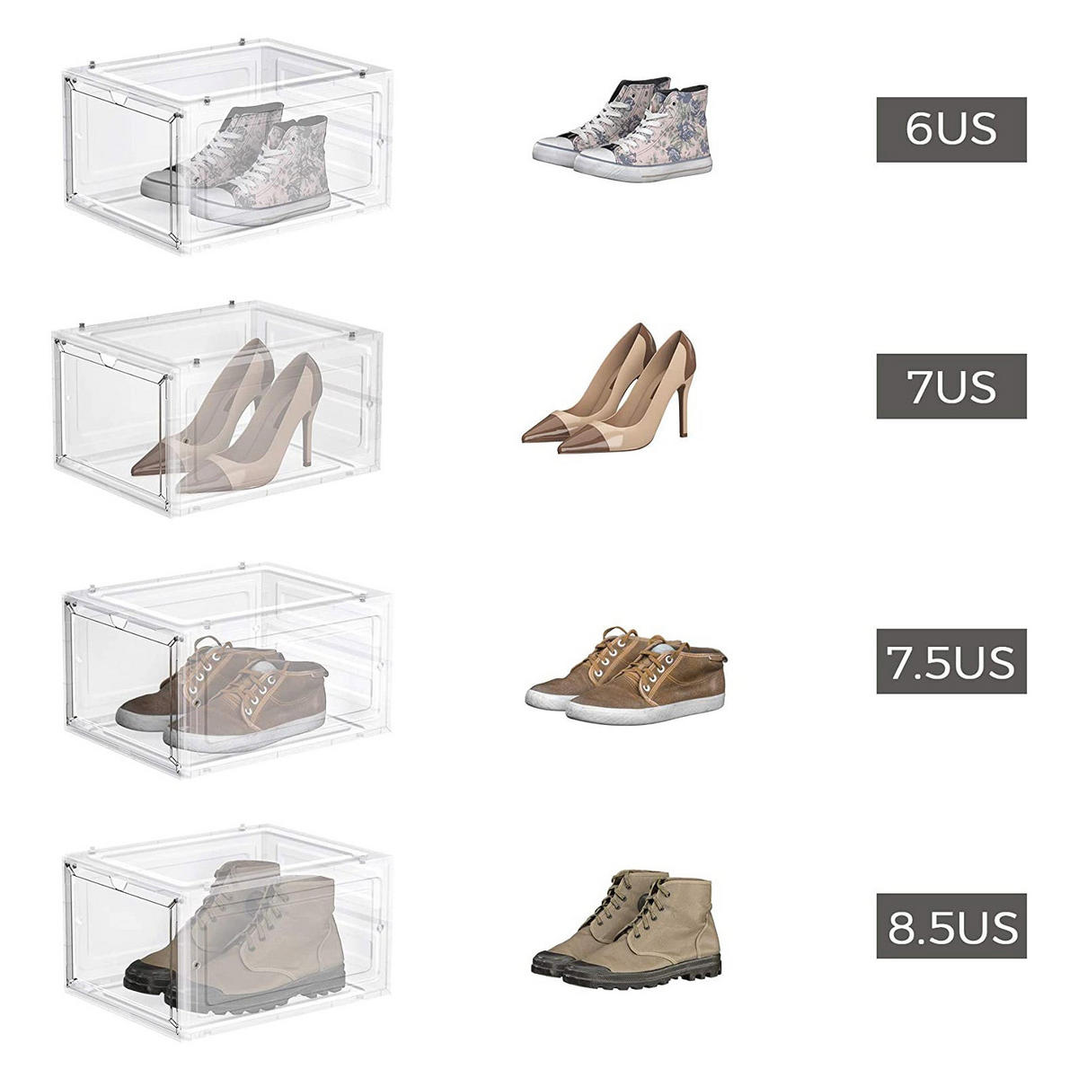 SCHUHBOX SCHUHORGANIZER 6ER-SET - Weiß, Kunststoff (33/25.5cm) - Hansiro