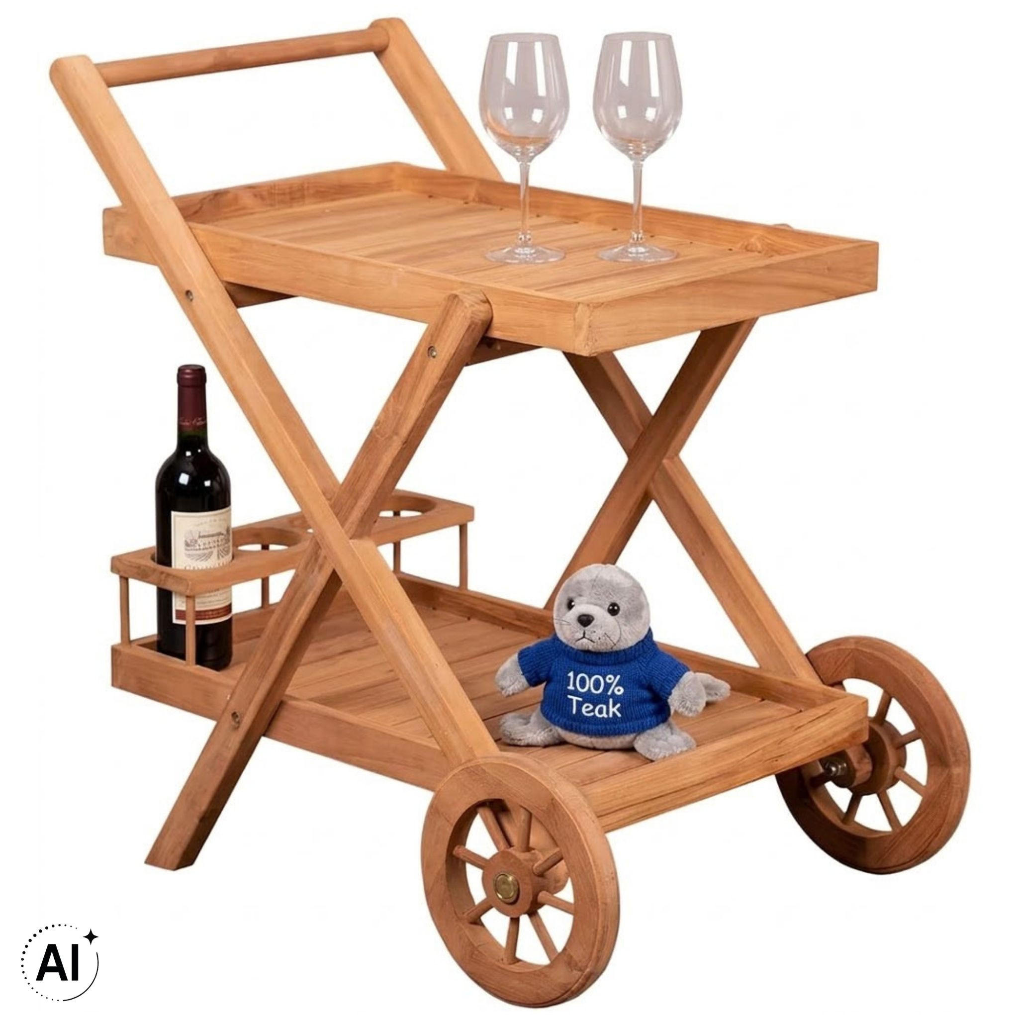 SERVIERWAGEN Chester - Naturfarben, Holz (48/83/71cm) - Mr. Deko