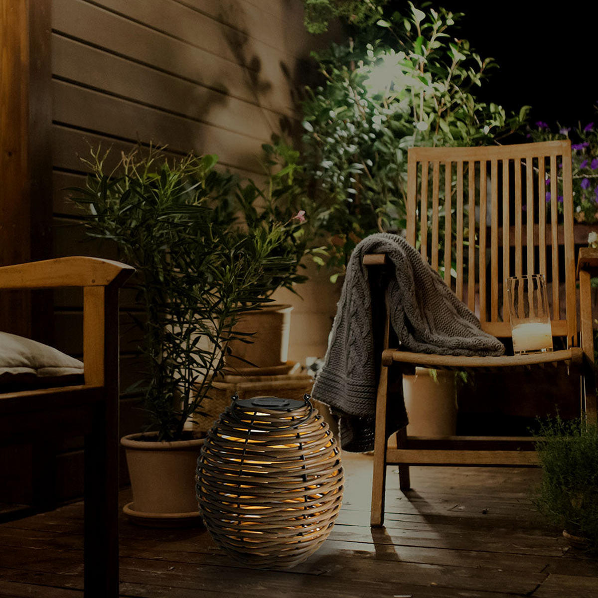 RAFFY H33CM Solar-Batterielaterne - Braun, Kunststoff (31/31/33cm) - Lumisky