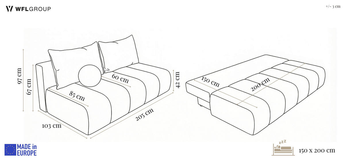 SCHLAFSOFA Milla mit Bettkasten, Dunkelgrün 205/97/103 cm - Dunkelgrün/Grün, Textil/Metall (205/97/103cm) - WFL GROUP
