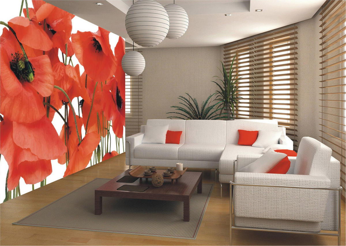 FOTOTAPETE Blumen 375 x 270 cm - Rot, Papier (375/270cm) - Sanders & Sanders