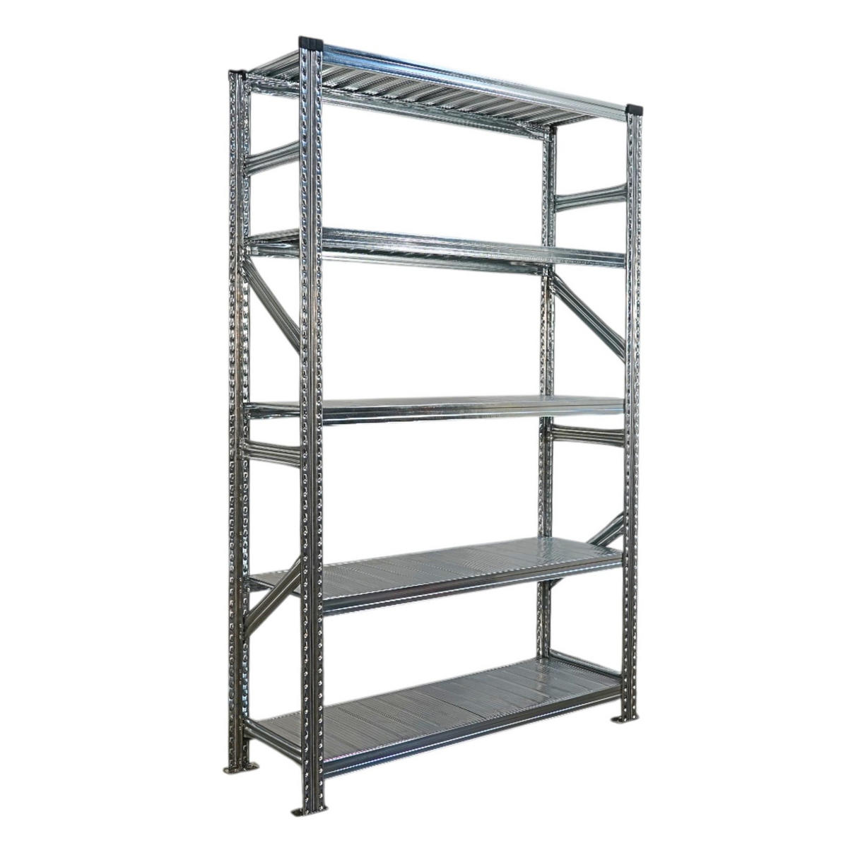 FACHBODENREGAL Proximo Stecksystem 200x360x50cm 5 Ebenen Fachlast 200 kg Beidseitig nutzbar Verzinkt - Silberfarben, Metall (360/200/50cm) - PROREGAL