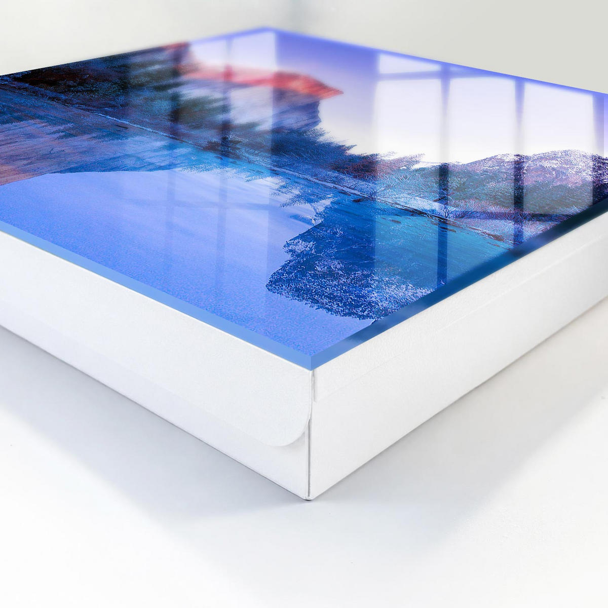 SCHLÜSSELBOX Weiß 30x30 cm – Türöffnung nach rechts - Der Zauber der Landschaft - Blau, Metall (30/30/5cm) - TULUP