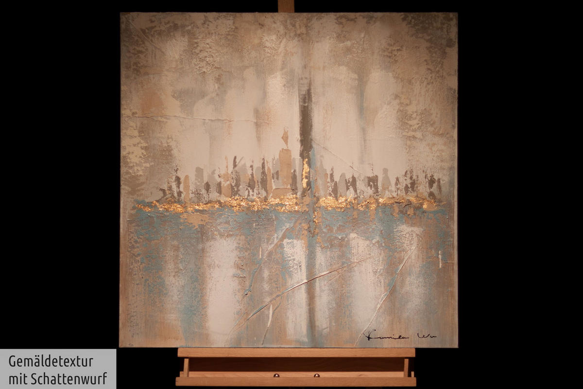 ACRYLBILD HANDGEMALT 80/80 cm - Blau/Grau, Holz/Textil (80/80cm) - KUNSTLOFT