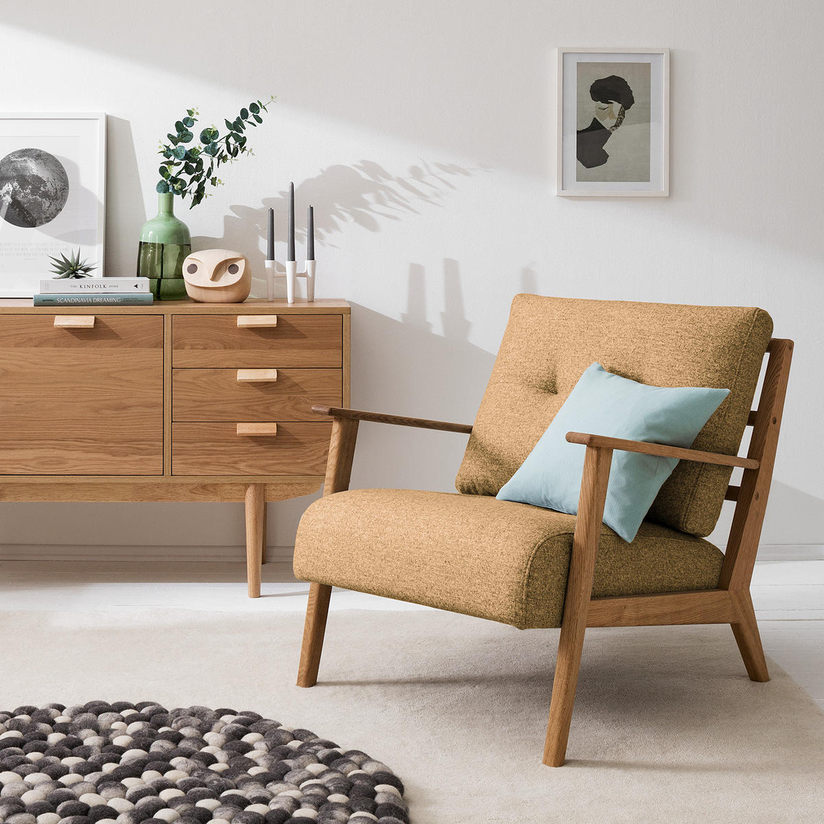 SESSEL - Hellbraun/Braun, Eichenholz/Holz (83/80/75cm) - home24