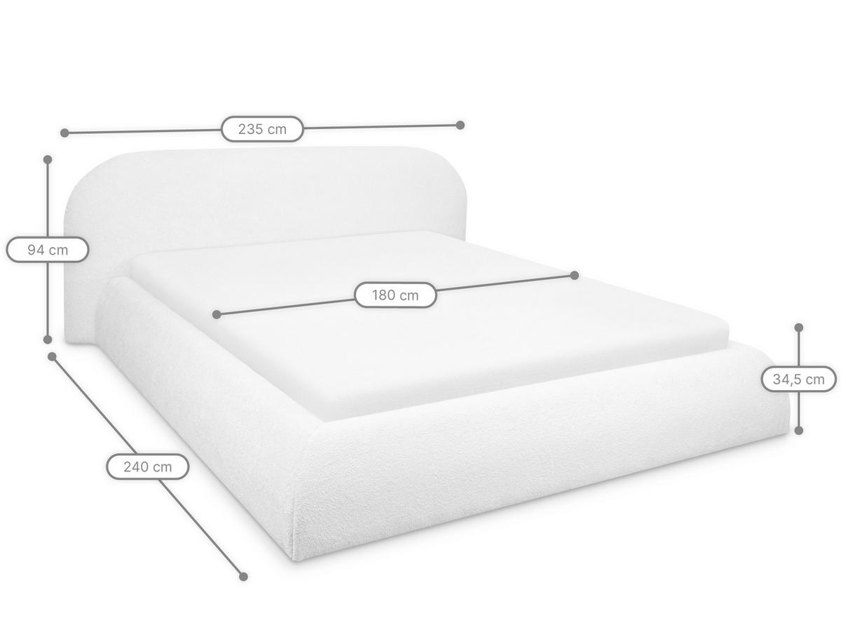 POLSTERBETT Lumi Creme 180/200 cm Boucle mit Bettkasten - Creme, Textil/Metall (180/200cm) - wonello
