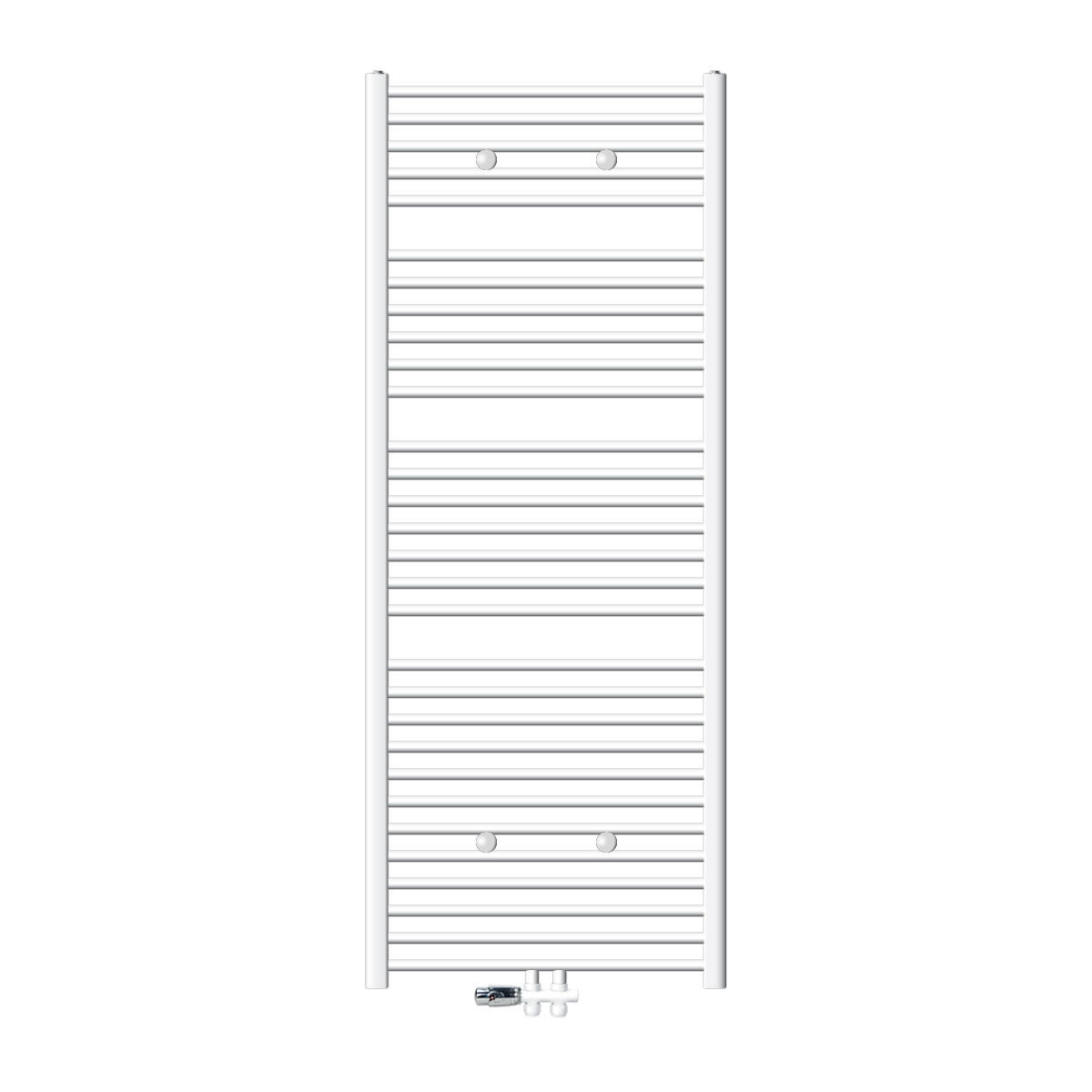 BADHEIZKÖRPER Sahara 750x1800 mm Weiß gerade mit Ventil Durchgang - Weiß, Metall (75/180/3cm) - LuxeBath