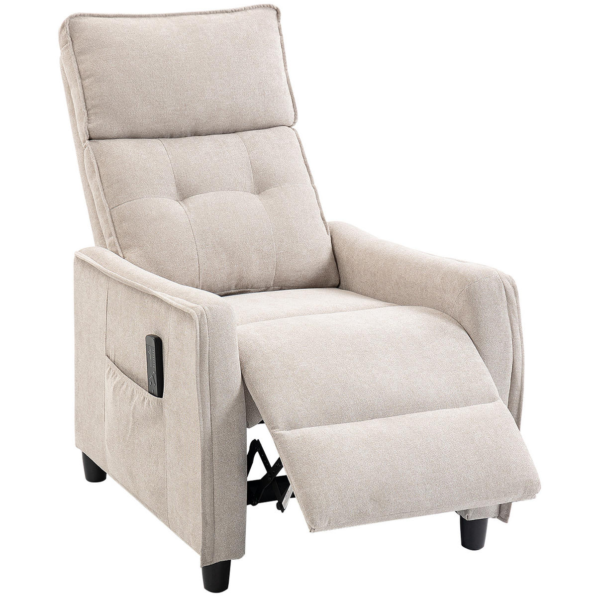 MASSAGESESSEL,MANUELL verstellbar Leinenoptik Fernbedienung,creme - Creme, Textil (69/104/93cm) - Vallsero