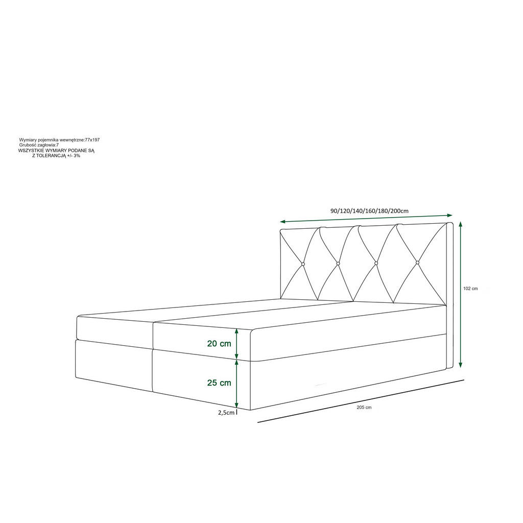 Thumbnail - Bedante Boxbett, Grau, Textil, Höhe ca. 19 cm, 140x200 cm, Oeko-Tex® Standard 100, Schlafzimmer, Betten, Boxspringbetten