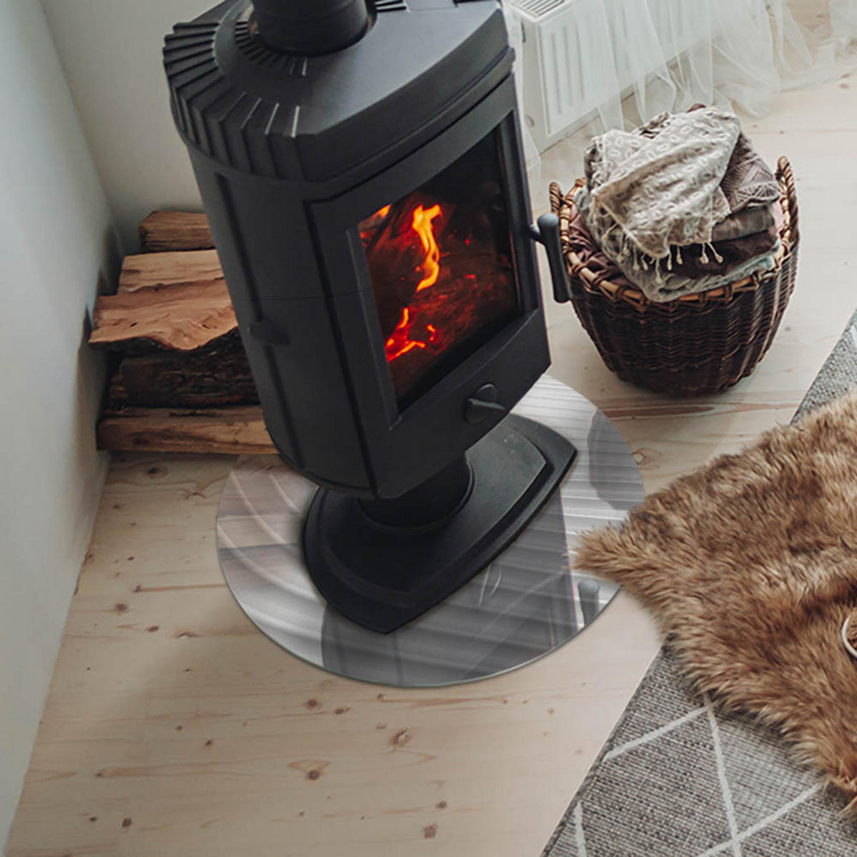 GLASPLATTE für Kamin Ø 50 cm - Weiß, Glas (50/50/0.4cm) - TULUP