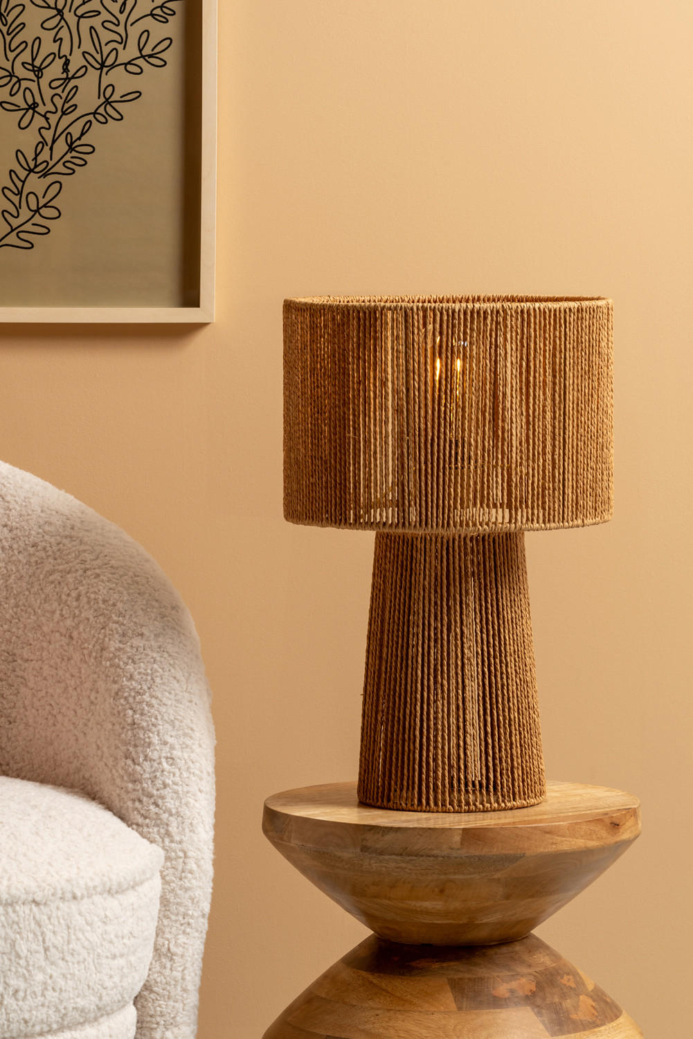 TISCHLAMPE Forma Pin 30/30/47 cm - Beige, Naturmaterialien (30/30/47cm) - Leitmotiv