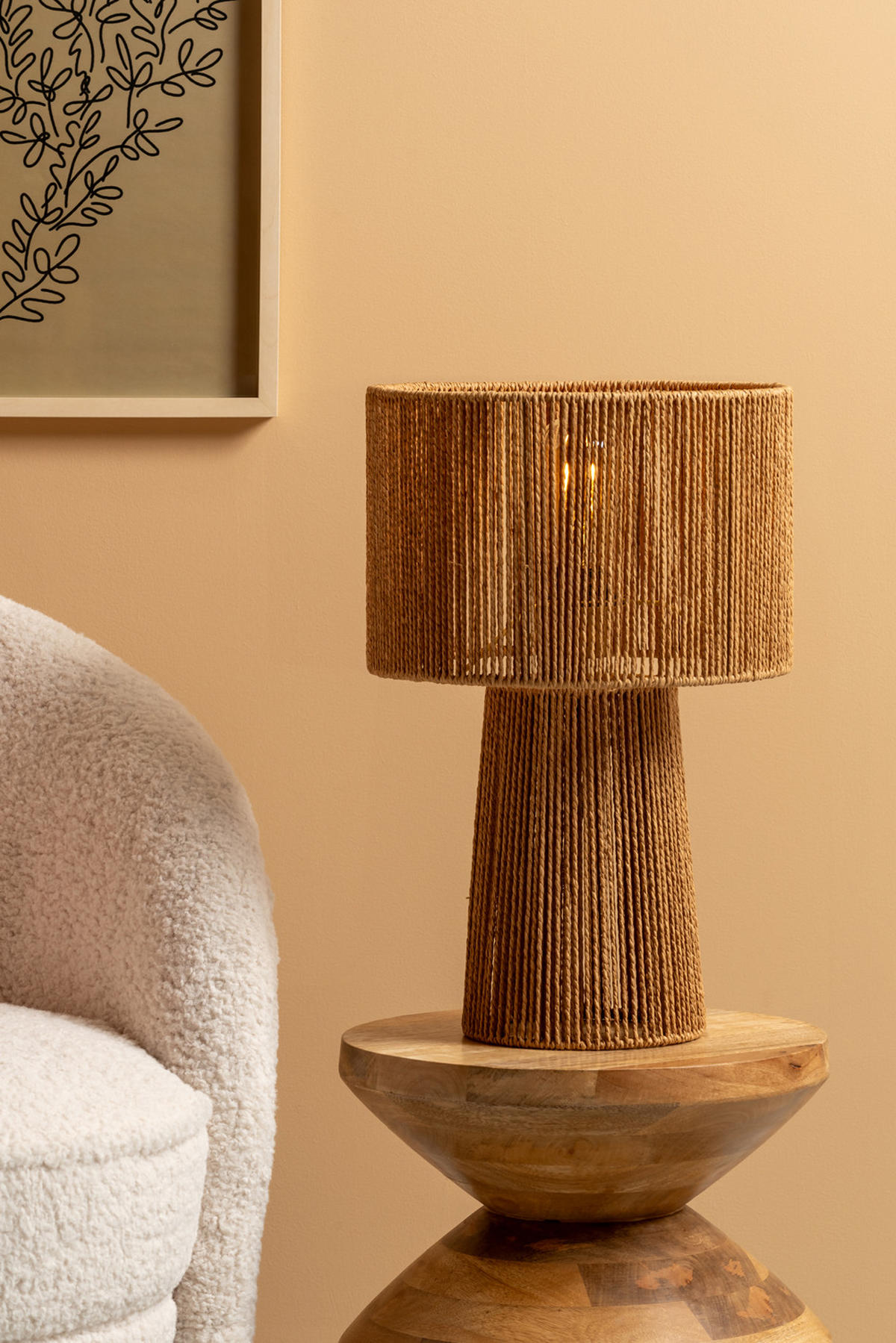 TISCHLAMPE Forma Pin 30/30/47 cm - Beige, Naturmaterialien (30/30/47cm) - Leitmotiv
