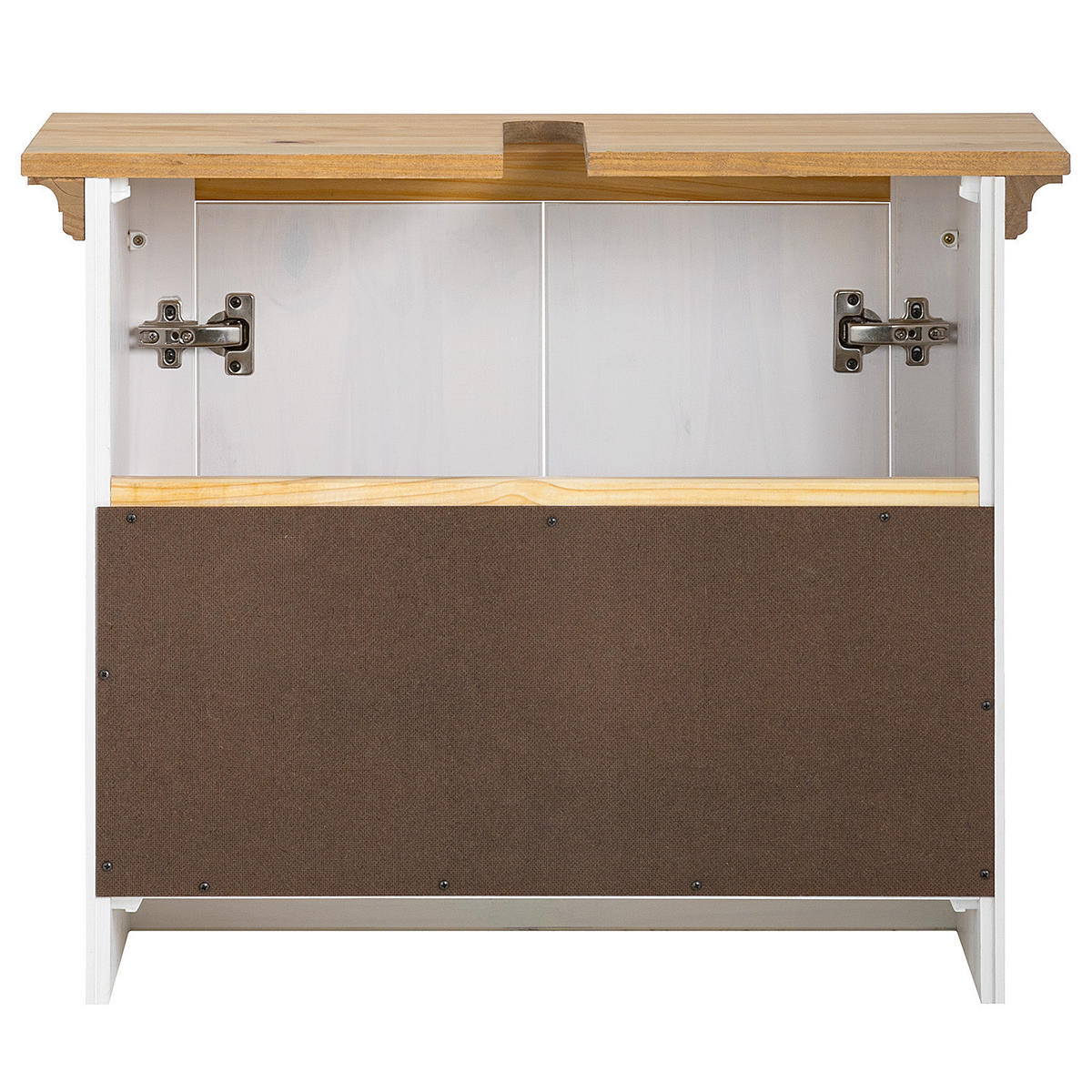 MASSIVER WASCHBECKENUNTERSCHRANK - Kiefer massiv - Silberfarben/Weiß, Holz/Metall (73/61/33cm) - home24