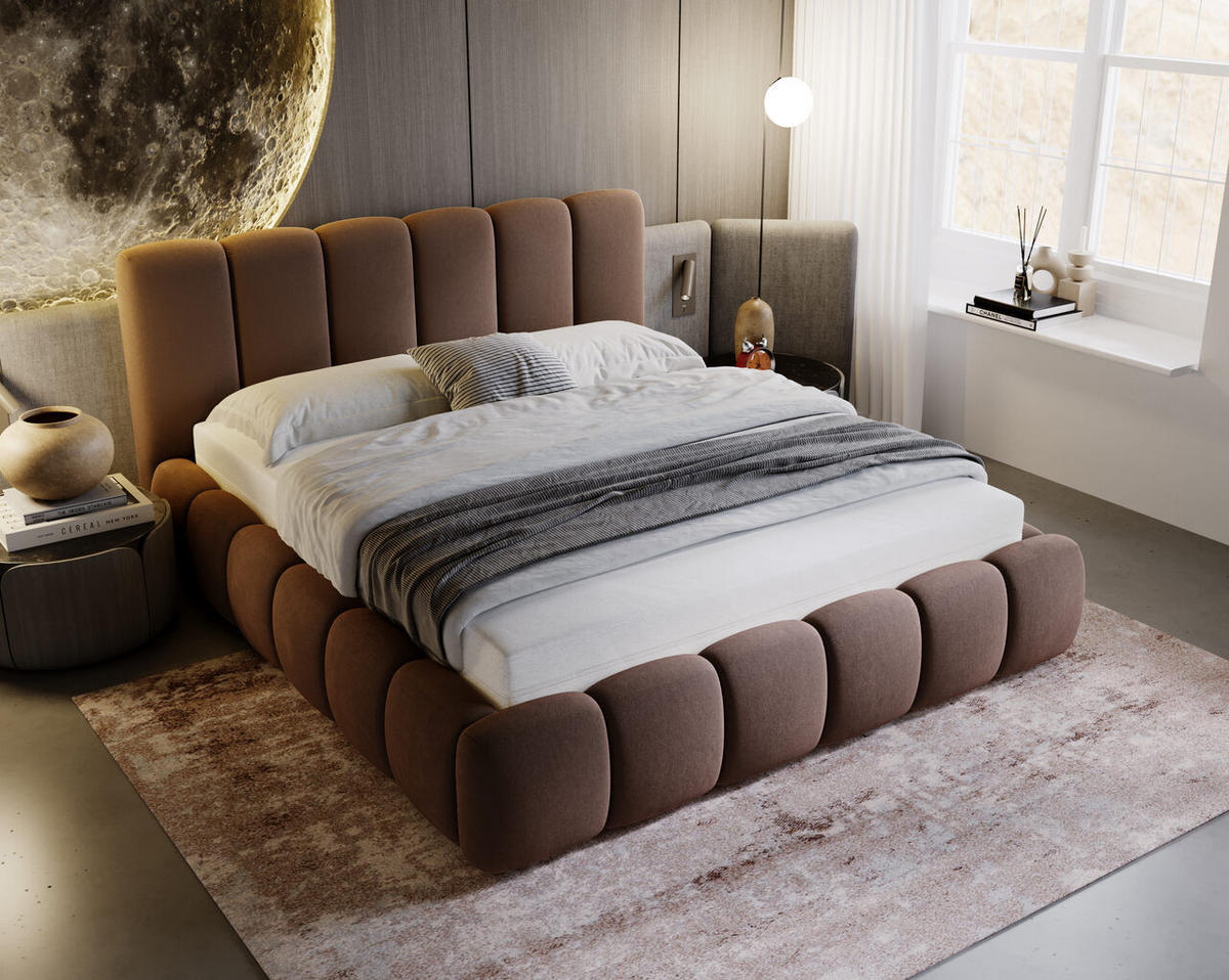 POLSTERBETT Cloud 140x200 Braun - Braun, Textil (140/200cm) - Graingold