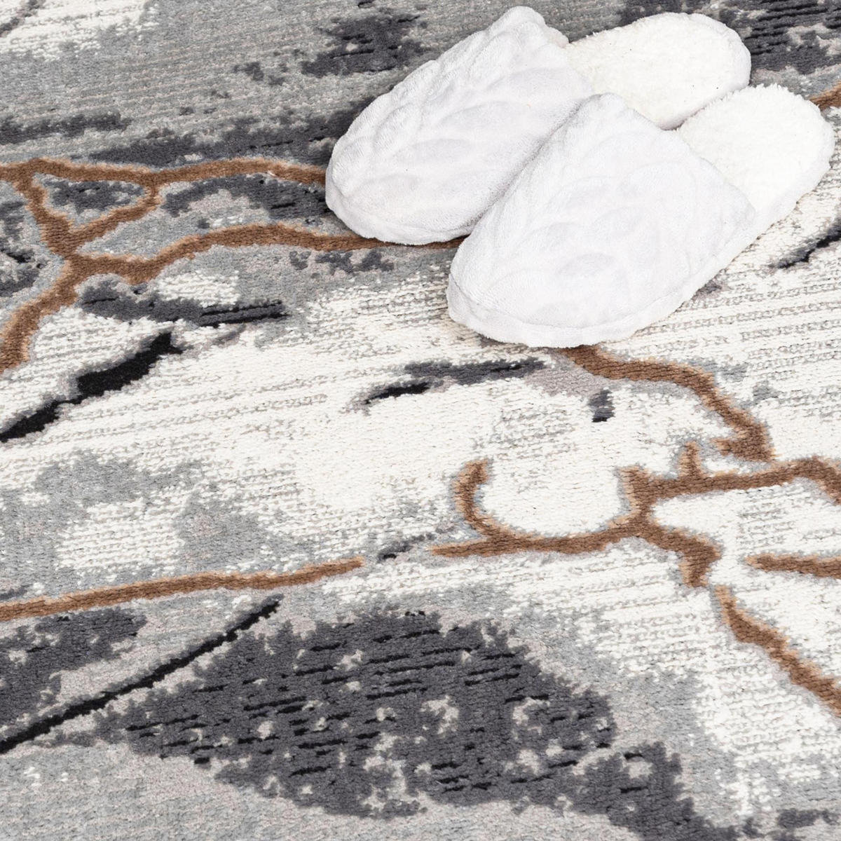 TEPPICH Graphit Modern Abstrakt, Glamour, Marmor - Kurzflor Rechteckig Stilvoller - Grau - 80 x 150 cm - Grau, Textil (80/150cm) - Mazovia
