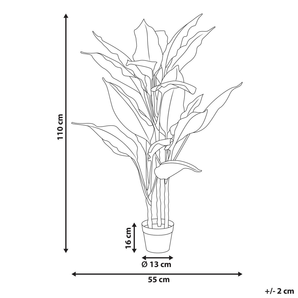 KUNSTPFLANZE im Blumentopf 110 cm Grün/Schwarz Dieffenbachia - Schwarz/Grün, Kunststoff (110cm) - Beliani