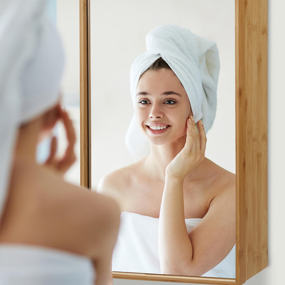 SPIEGELSCHRANK - Hellbraun, Holz (35/60.5/14cm) - Relaxdays