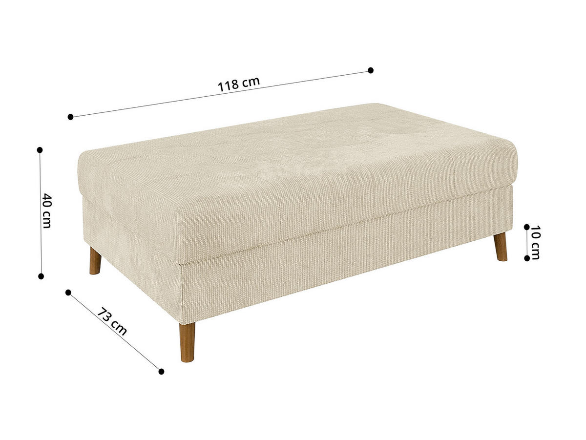 HOCKER Sigurd Beige Chenille - Beige/Braun, Holz/Textil (118/40/73cm) - S-Style Möbel