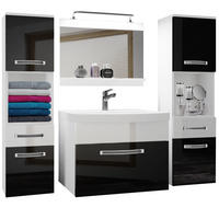 BADMÖBEL Badezimmer Schwarz Weiss Glänzend - Schwarz/Weiß, Holz (140/113/40cm) - B BELINI GROUP