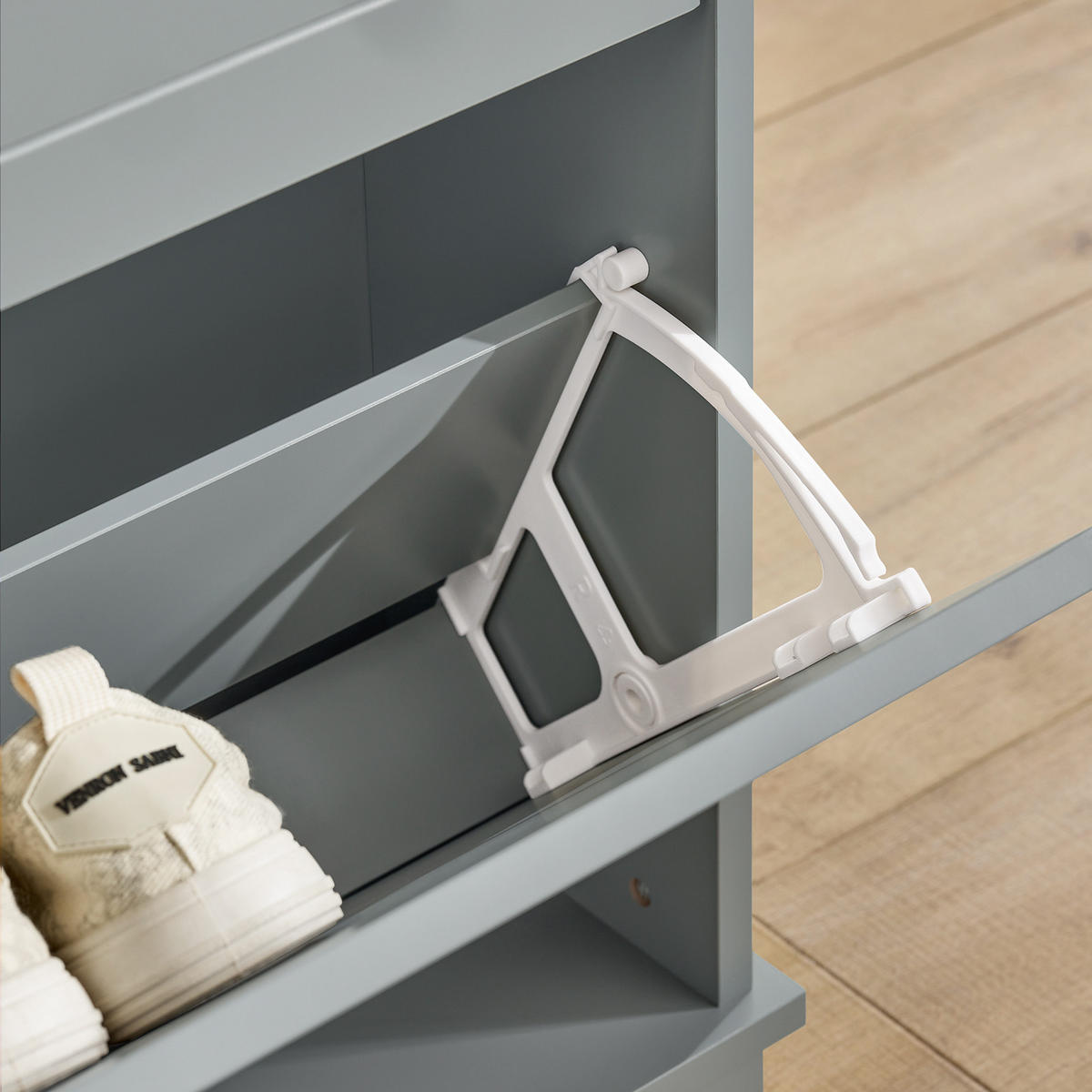 SCHUHSCHRANK Grau - Grau, Holzwerkstoff (76/79/18cm) - SoBuy
