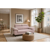 2,5-SITZER Karlstad Chenille Rosa verstell. Kopfstützen B 194 cm - Altrosa, Kunststoff/Textil (194/84/100cm) - foamnova