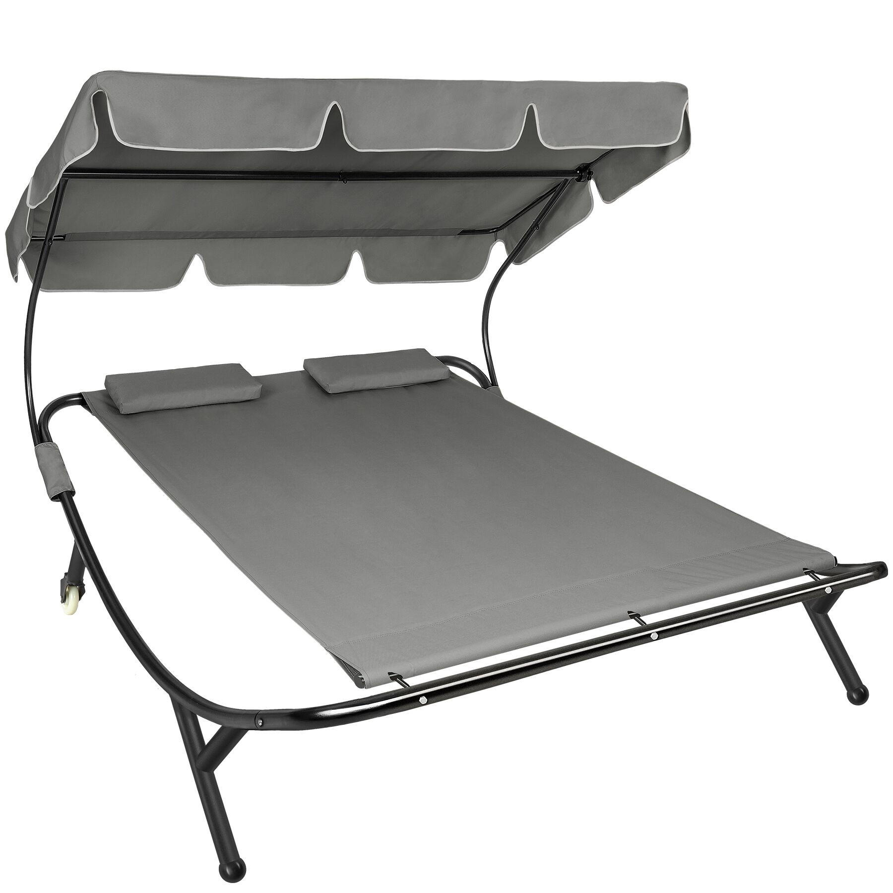 GARTENLIEGE Livorno, 215 x 183 x 150 cm, schwarz/grau - Schwarz/Grau, Kunststoff (185/175/195cm) - tectake