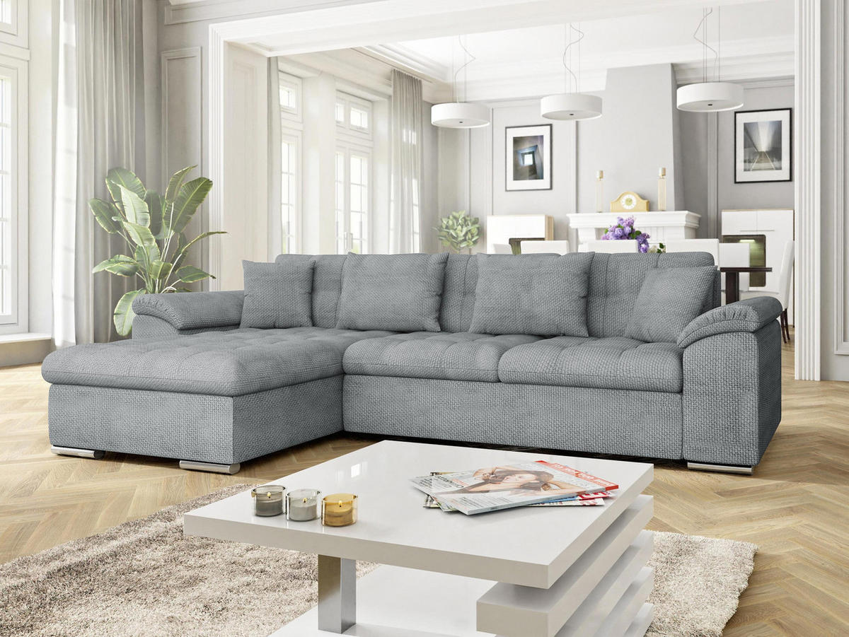 ECKSOFA Diana, Seite: Links - Chromfarben, Holz/Textil (280/160cm) - MIRJAN24