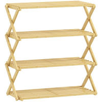 SCHUHREGAL 60/29/67 cm faltbar, 4 Ebenen aus Bambus, Natur - Naturfarben, Naturmaterialen (60/67/29cm) - Redom