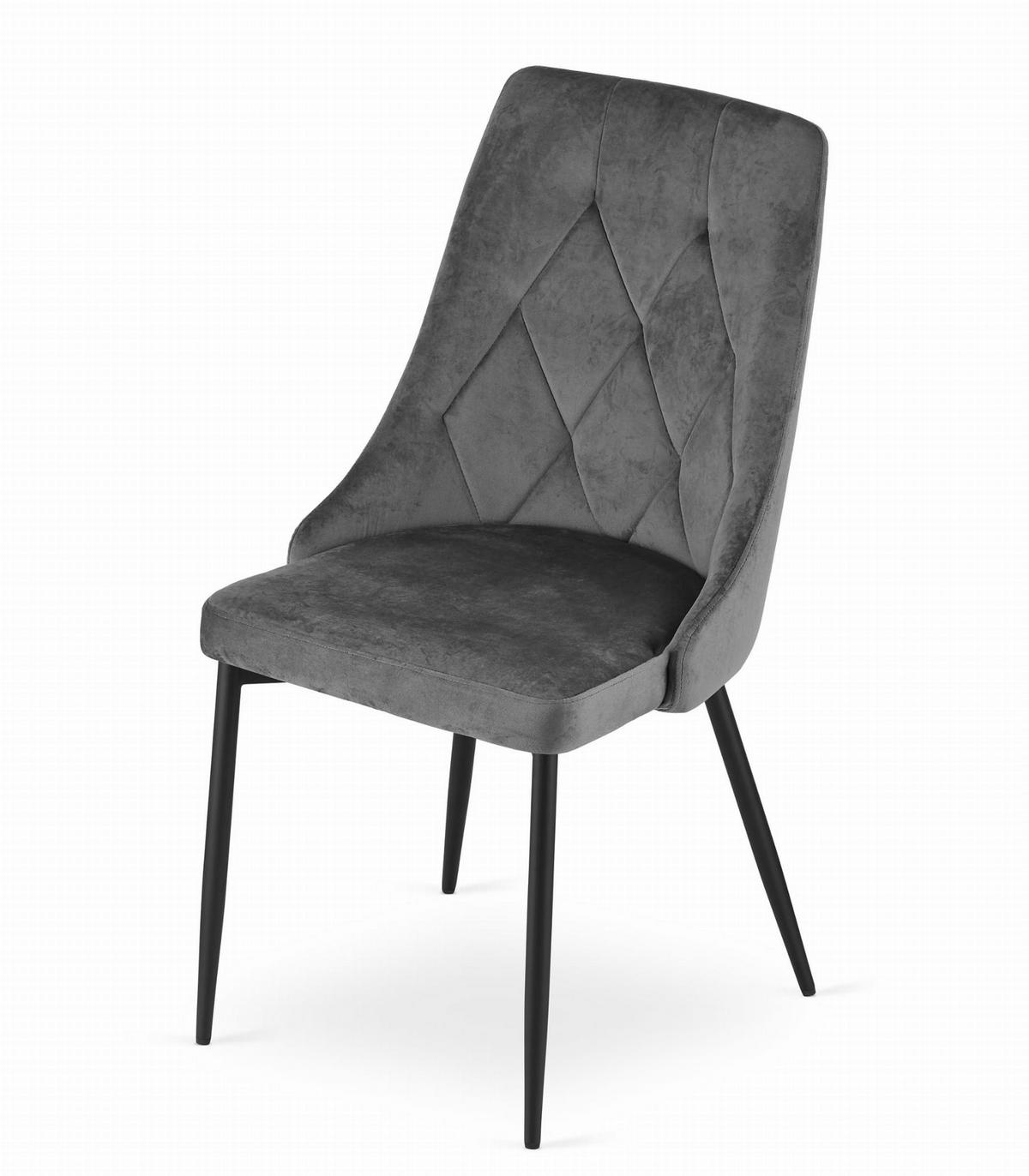 STUHL BRISIGHELLA 6-er Set, Grau, mit Samtstoff gepolstert - Anthrazit, Textil/Metall (49/94/61cm) - Komodee
