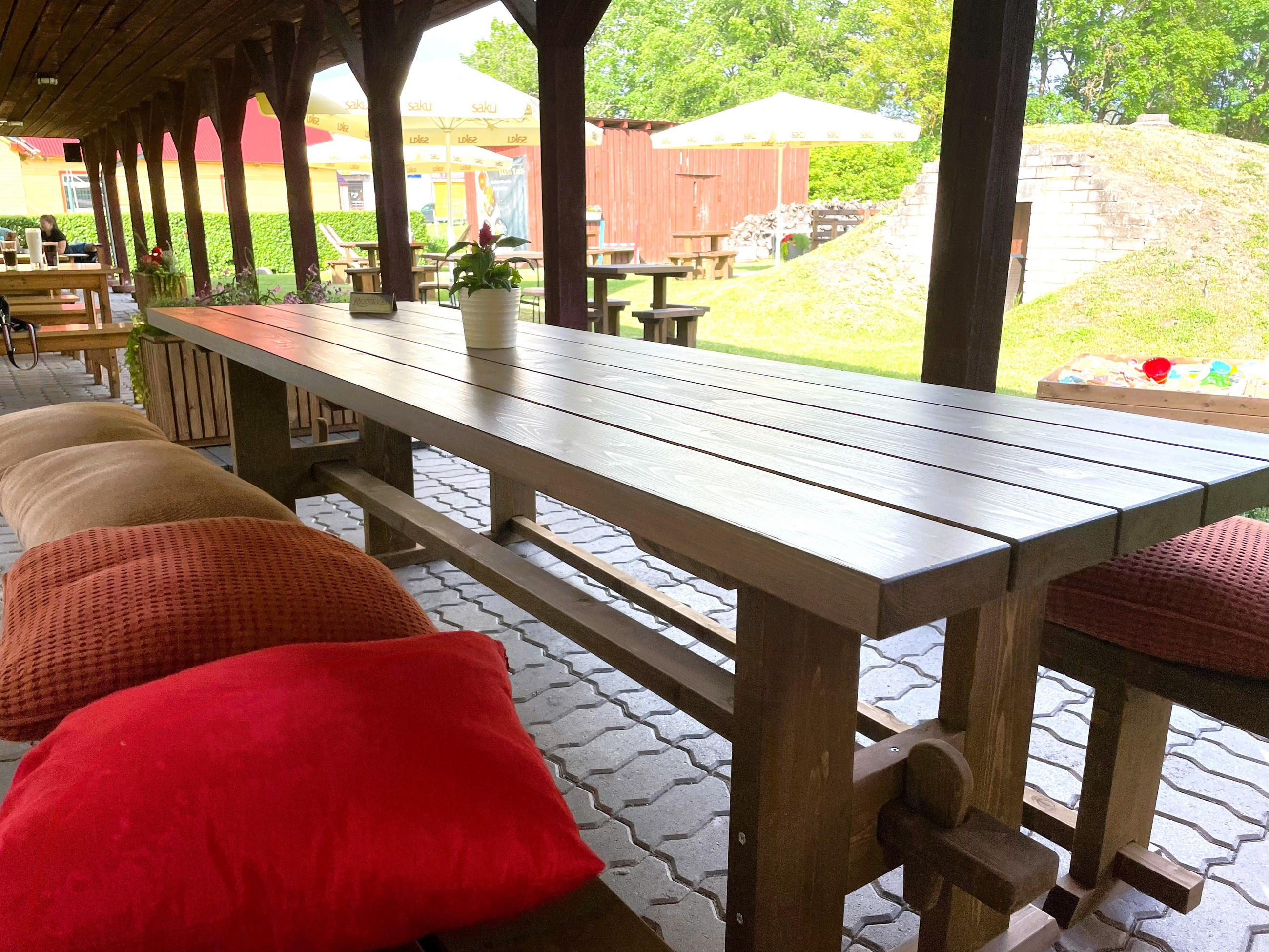 GARTENTISCH MIT BÄNKEN 150 cm - Dunkelbraun, Holz - MSL wooden furniture