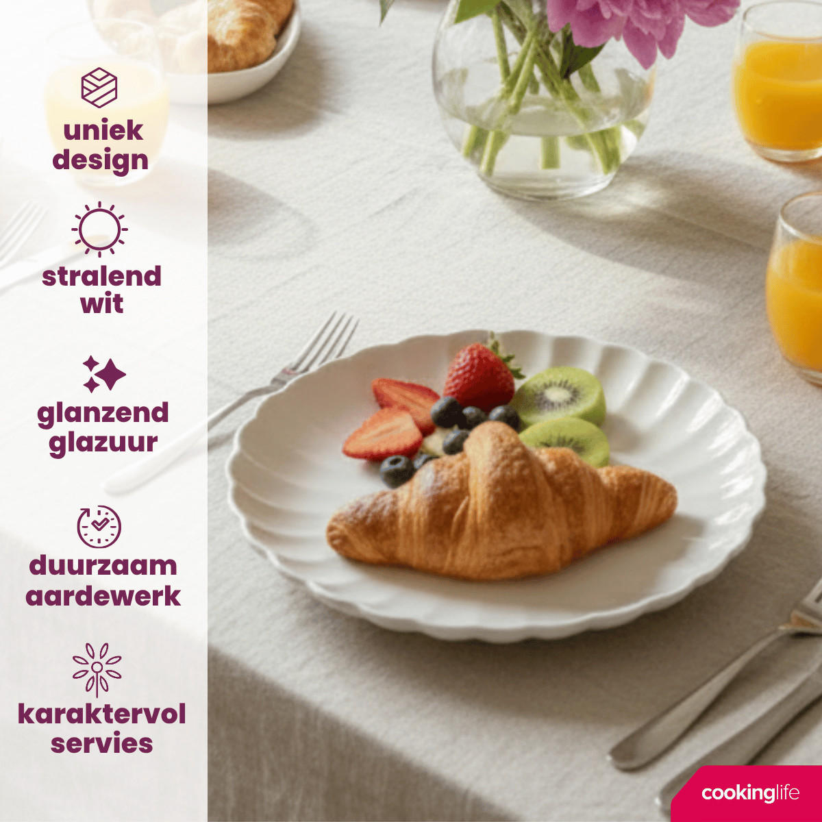 FRÜHSTÜCKTELLER / Dessertteller Cardida Off White ø 19.5 cm - 6 Stück - Weiß, Keramik (1/2/3cm) - Cookinglife