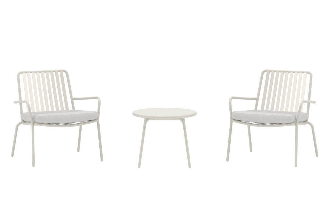LOUNGE-SET, Mykonos, Beige, Stahl, 50 x 50 x 40 cm, 3-teilig - Beige, Metall - ebuy24