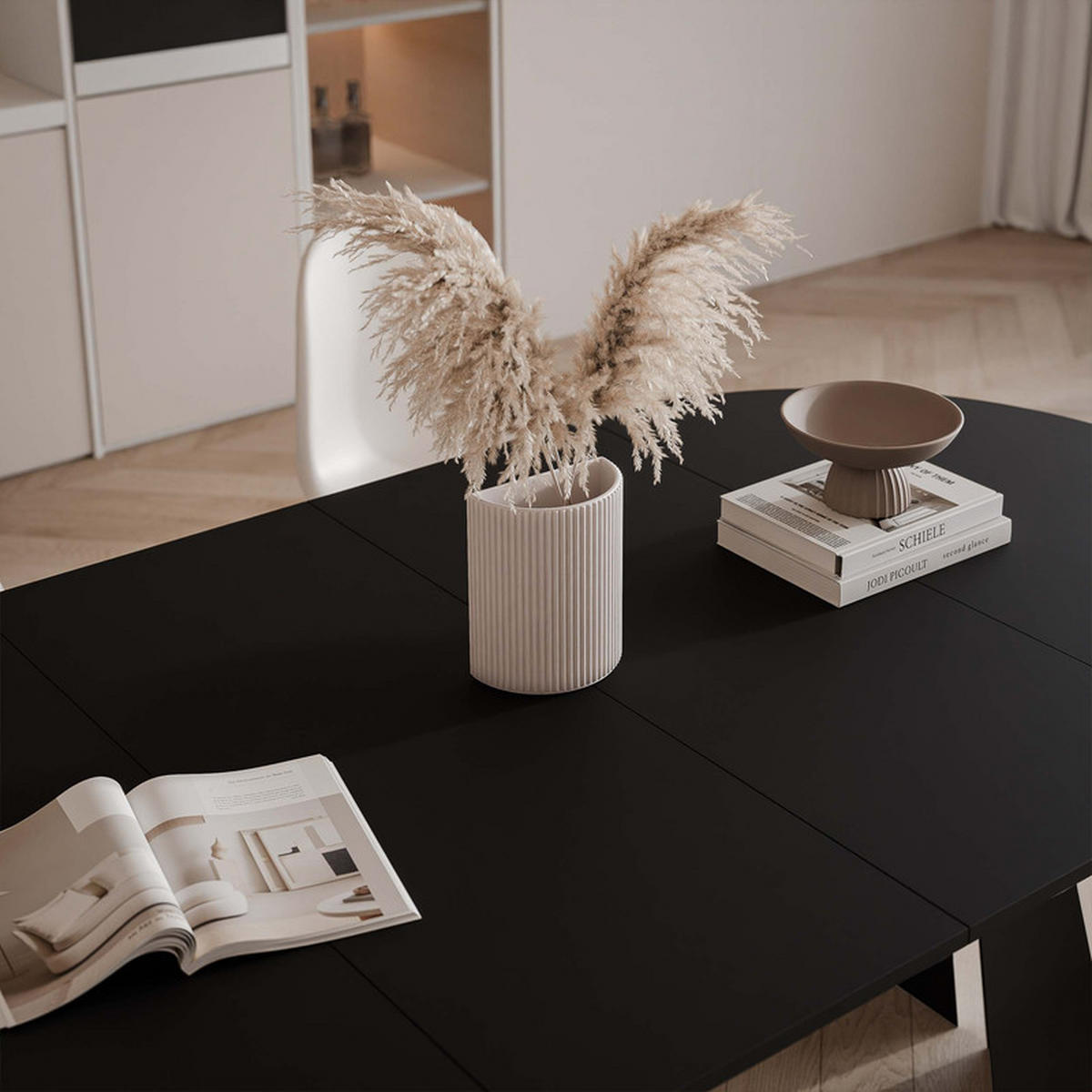 AUSZIEHTISCH FORTE 100/76 cm, Schwarz - Schwarz, Holzwerkstoff/Metall (100/100/76cm) - Idohome