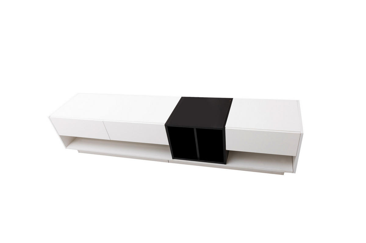 TV-LOWBOARD 190/40/42 cm mit 3 Schubladen und 2 offenen Fächern - Schwarz, Holzwerkstoff (190/42/40cm) - BEAOK