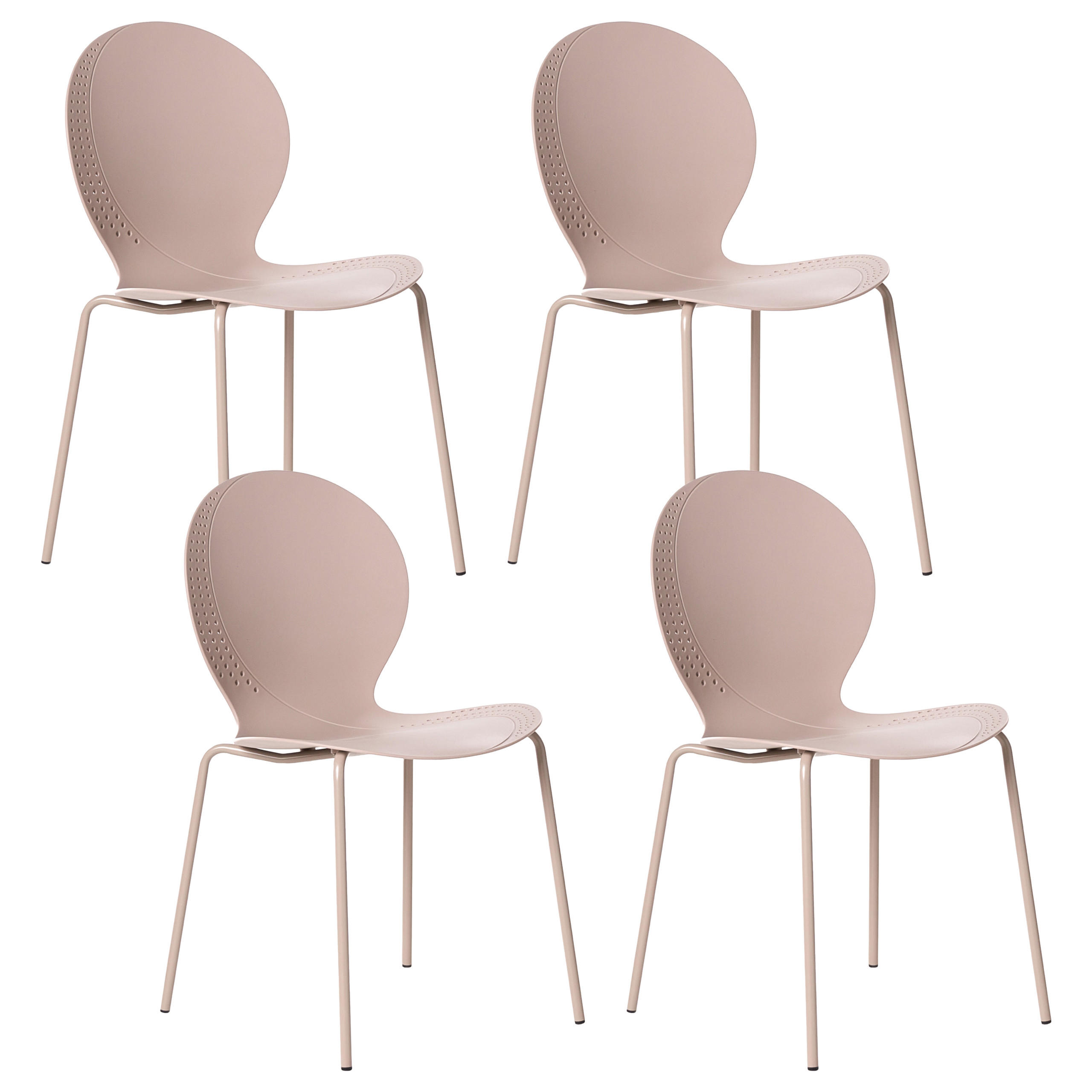 GARTENSTUHL 4er-Set stapelbar Beige Milos - Beige, Kunststoff (45/80/48cm) - Beliani