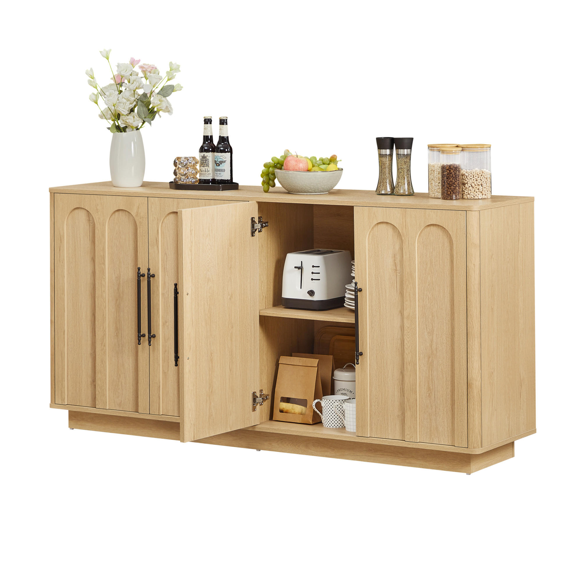 SIDEBOARD 160/40/80 cm aus MDF mit 4 Türen und Sanftschluss Eichefarben - Eichefarben, Holzwerkstoff (160/80/40cm) - Modenvie