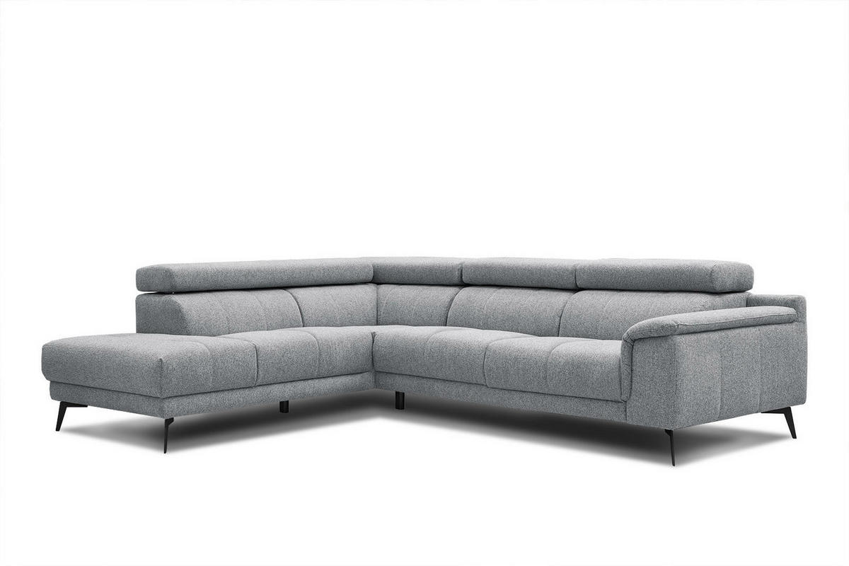 ECKSOFA FIERO 5-Sitzer, silberfarben - Silberfarben/Schwarz, Holzwerkstoff/Textil (158/269cm) - Courtois Laville