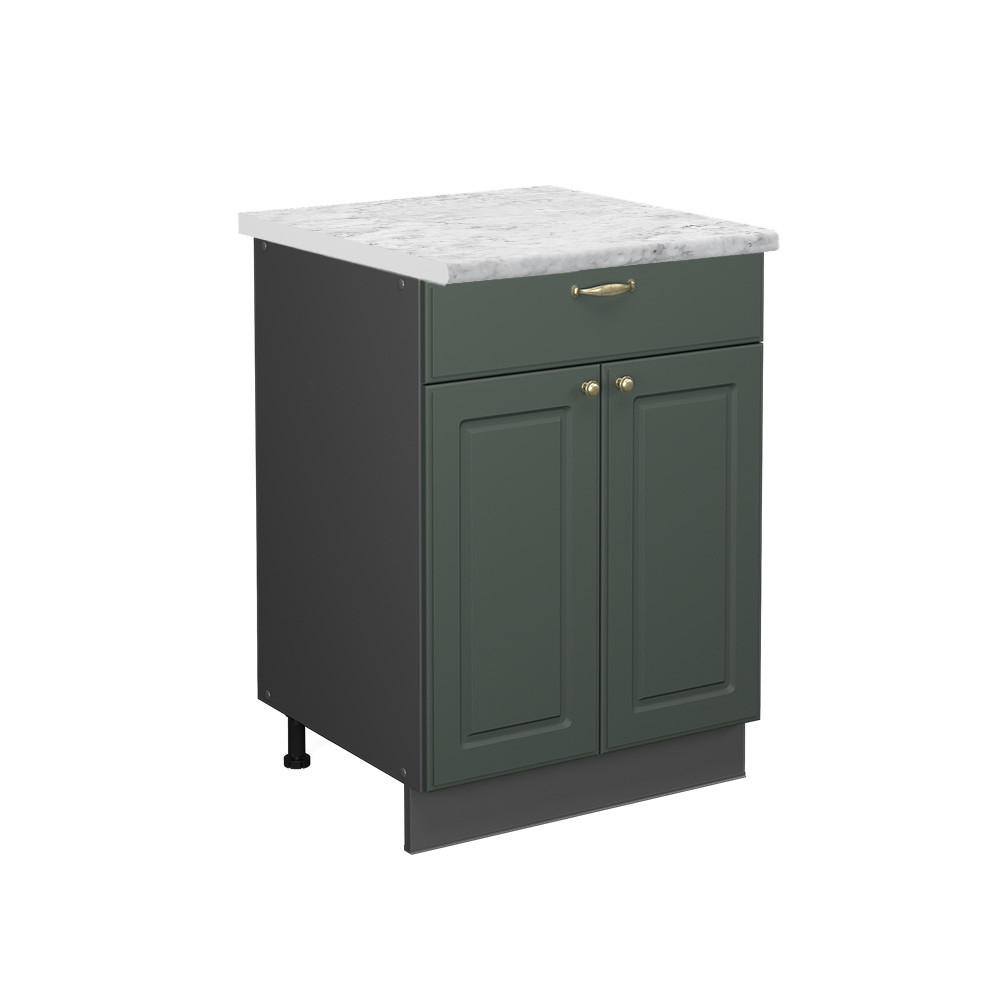KÜCHENUNTERSCHRANK Fame-Line Grün-Gold Landhaus 60 cm mit Schublade AP Marmor - Anthrazit/Grün, Holzwerkstoff (60/82/60cm) - Vicco