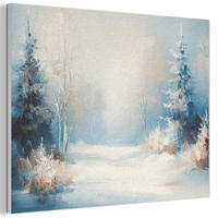 AKUSTIKBILD Wald - Winter - Natur - Abstrakt - Schnee Wanddeko 70x50 cm - Weiß, Kunststoff (70/50/0.9cm) - MuchoWow