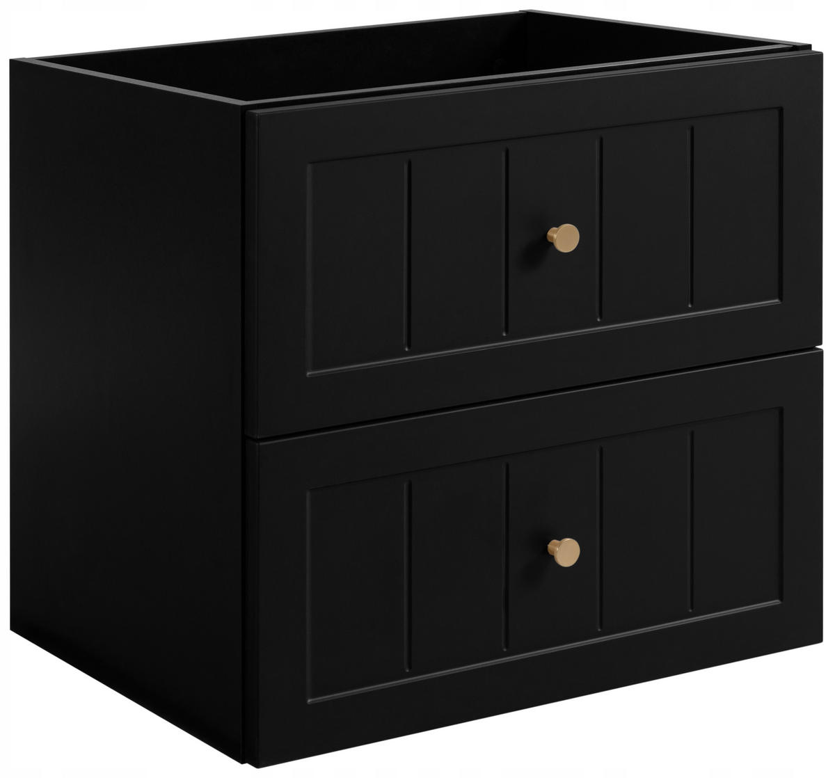 WASCHBECKUNTERSCHRANK + HÄNGESÄULE GUSTO 60cm Matt schwarz - Schwarz, Holzwerkstoff (60/58/46cm) - Rodan