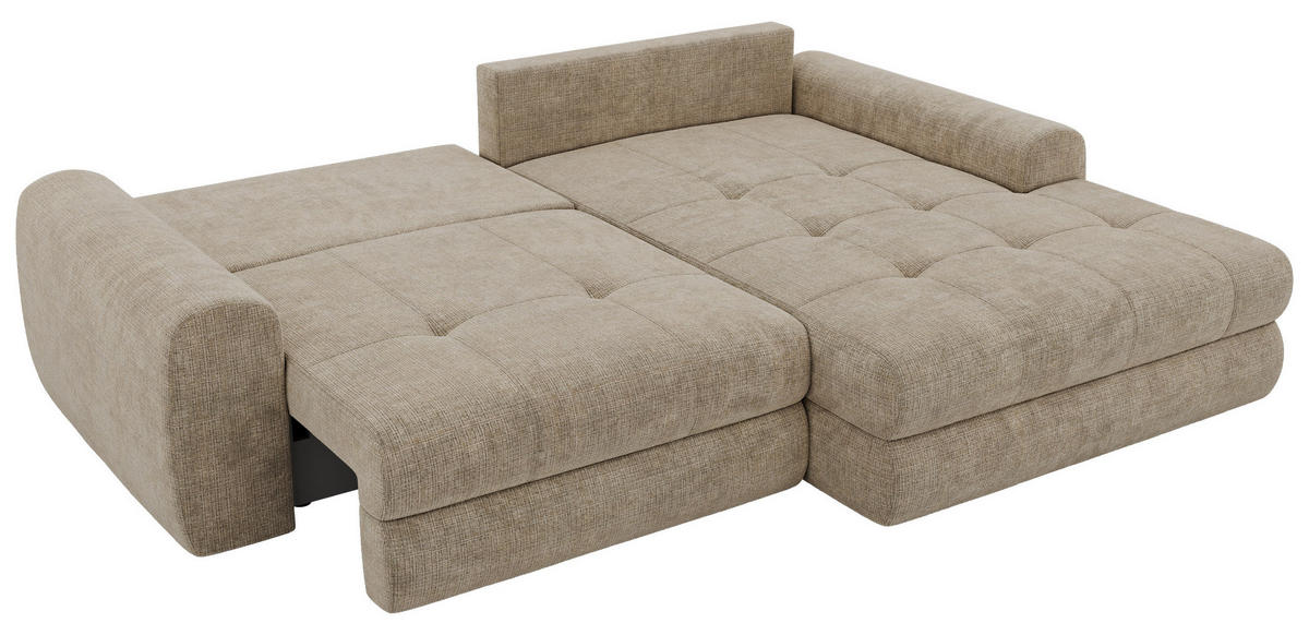 ROHOVÁ SEDAČKA ARELIA L - Béžová Hrubě tkaná žinylka - Vlevo - černá/béžová, textil/plast (292/205cm) - MKS