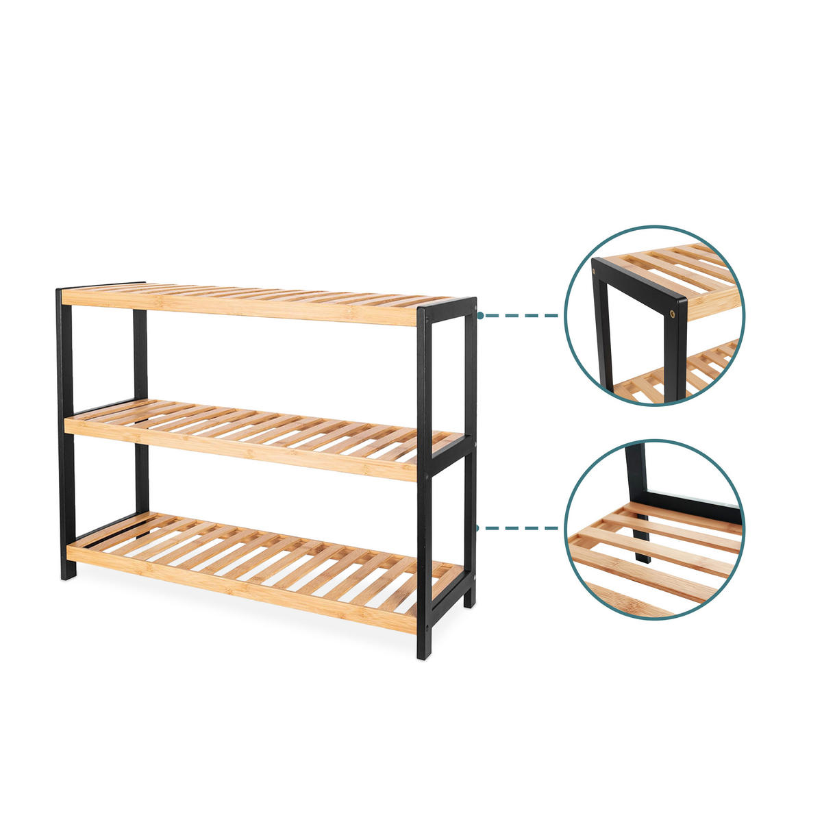 SCHUHREGAL - Schwarz, Holz (70/55/26cm) - Relaxdays