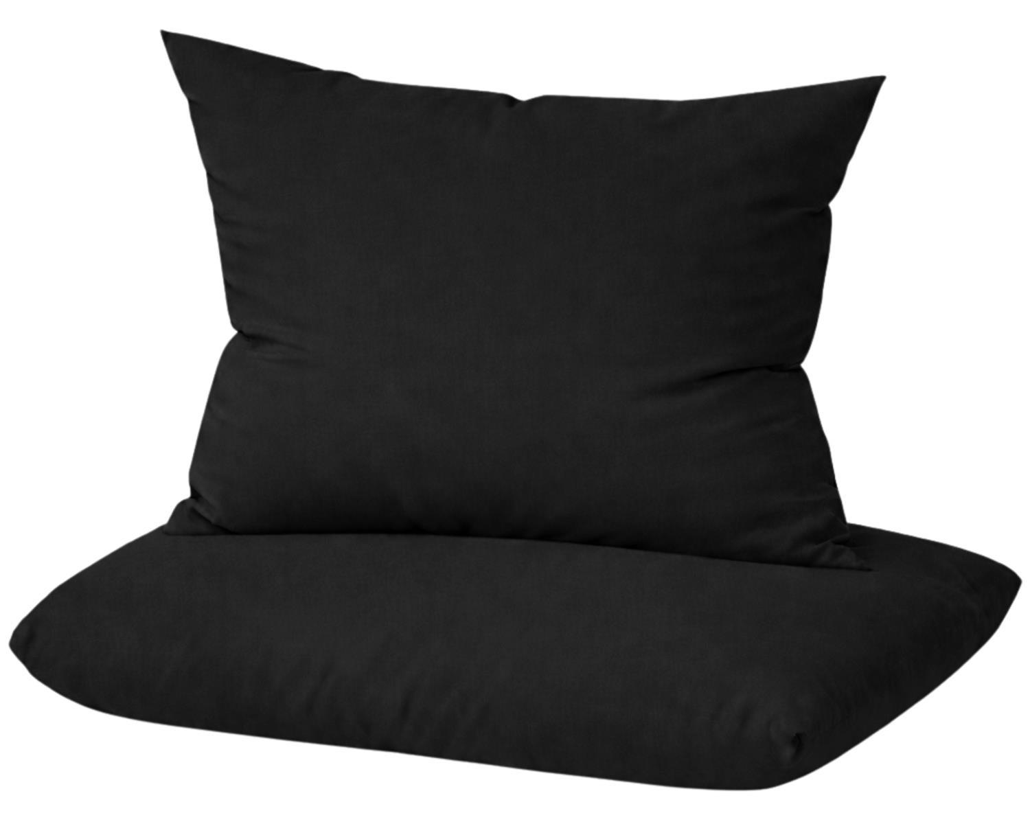 KISSENBEZUG Mako Satin 40x80 cm aus 100% Baumwolle, Kopfkissenbezug 40 x 80 im 2er Set - Schwarz - Schwarz, Textil (80/40cm) - Carpe Sonno