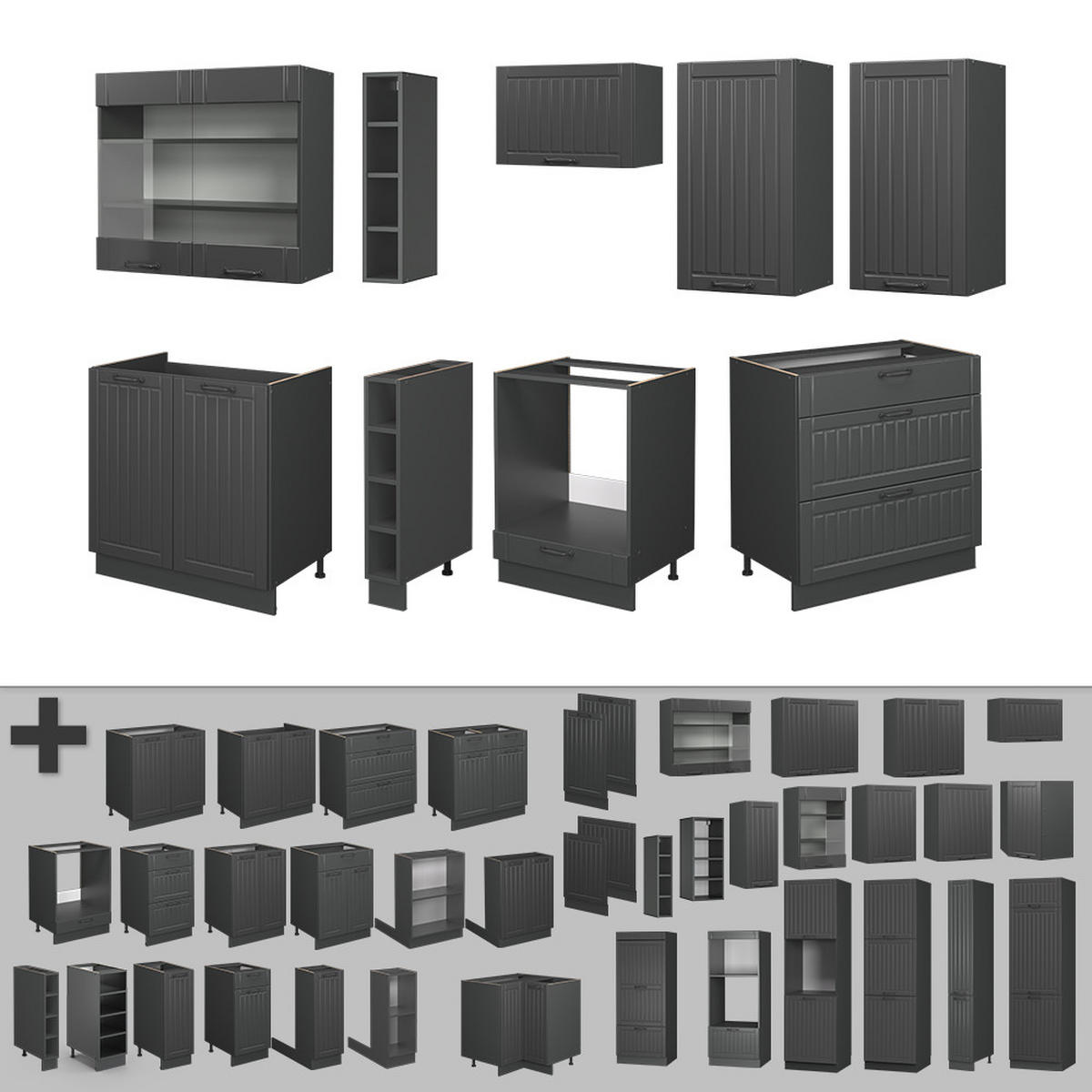 KUCHYŇSKÝ KOUT Fame-Line Tmavě šedá - tmavě šedá/antracitová, kompozitní dřevo (235/81.6/60cm) - Vicco