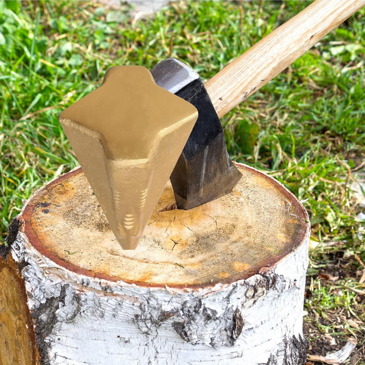 MEISSEL – diamantbeschichtet – zum Spalten von Holz – Gold, 2,3 kg - Goldfarben, Metall (9/9/16.5cm) - DCA