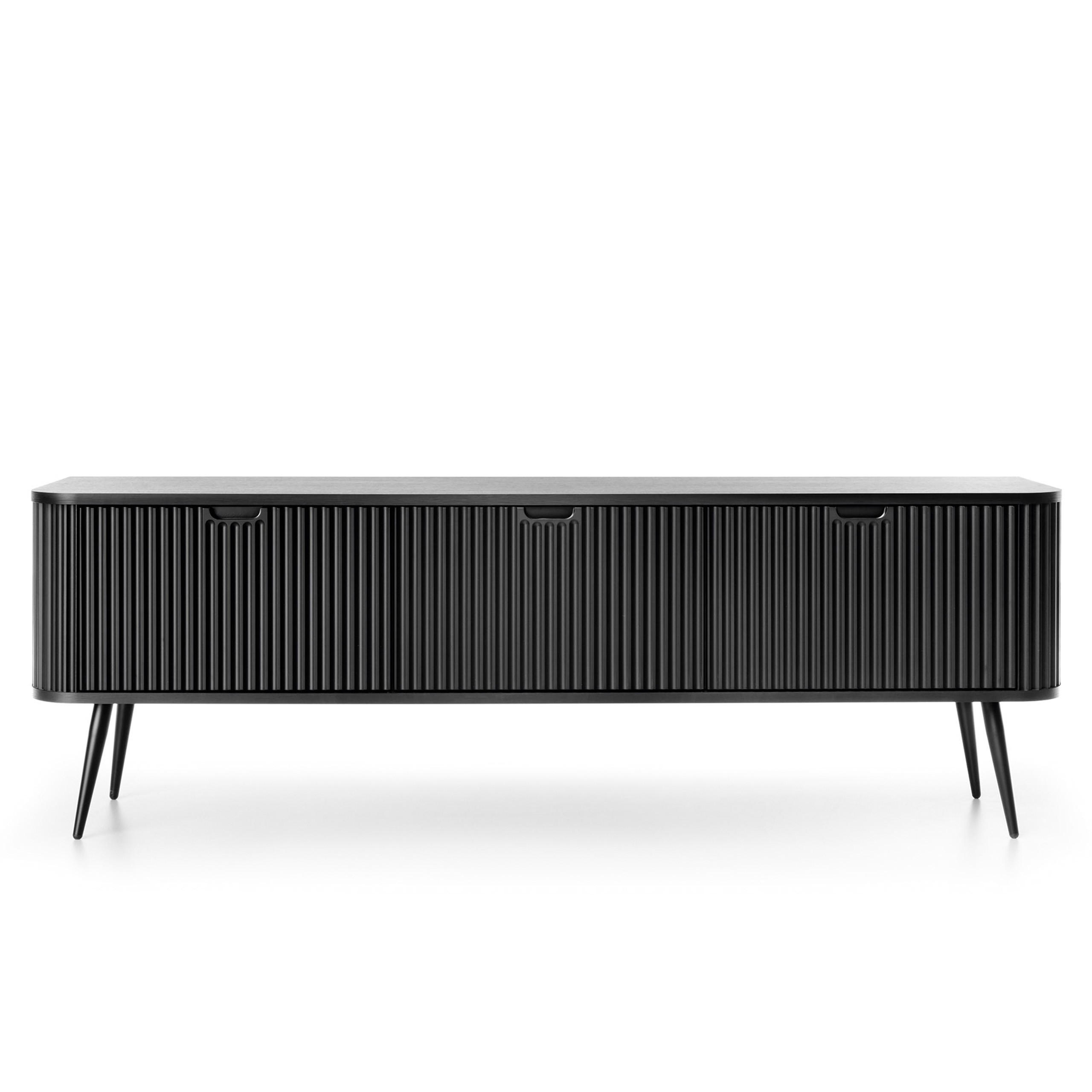 TV-SCHRANK Zova Schwarz, Schwarze Beine, Tv-Tisch - Schwarz, Holzwerkstoff/Metall (168/57/39cm) - Bettso