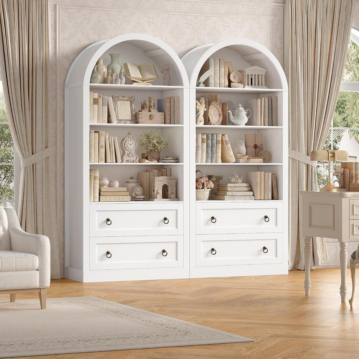 BÜCHERREGAL mit 2 Schubladen 177 x 79,5 x 36 cm Weiß - Weiß, Holzwerkstoff (79.5/177/36cm)